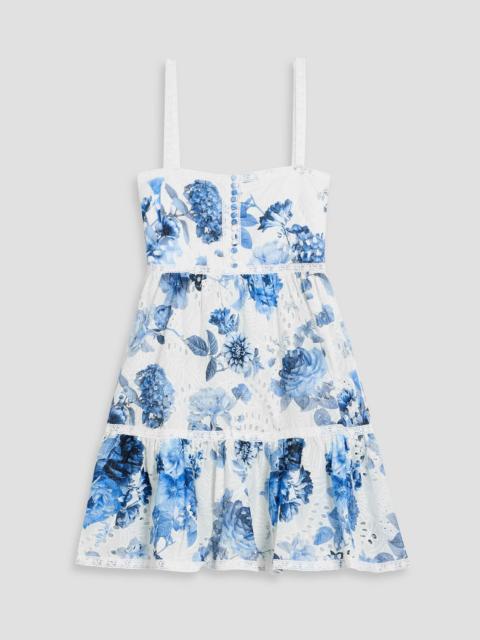 Alice + Olivia Fallon floral-print broderie anglaise cotton mini dress