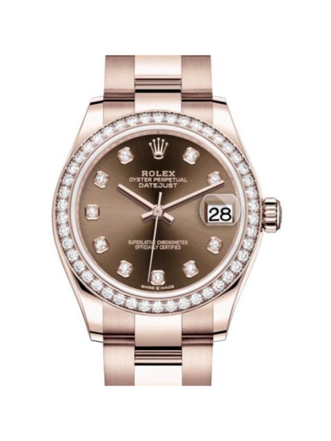 Rolex Datejust 31 Automatic Diamond Ladies 18 ct Everose Gold Oyster Watch 278285CHDO