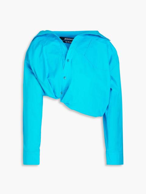 JACQUEMUS Majean asymmetric cropped cotton-poplin shirt