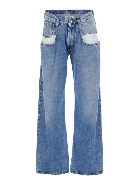 Maison Margiela Maison Margiela Women Light Blue Five-Pocket Jeans With Bleach Effect In Cotton Denim Woman