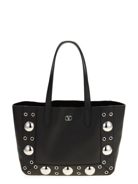 Valentino Valentino Garavani Medium Nellcôte Grommet Leather Tote in Nero at Nordstrom