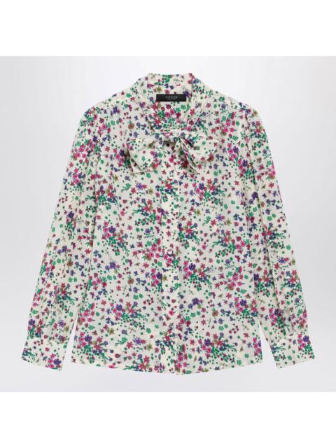 GUCCI Gucci Printed Silk Shirt With Bow In Ivory/Pink Women