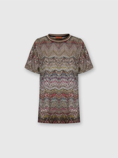 Missoni Missoni Short Sleeve T-shirt With Zigzag And Sequins in Multicoloured at Nordstrom
