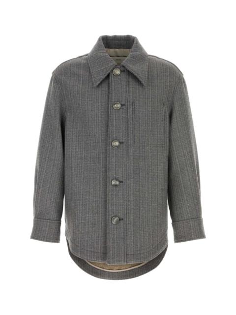 AMI Paris Ami Men Grey Wool Blend Overcoat