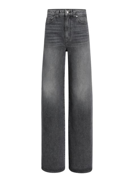 KHAITE Dane Mid-Rise Stretch Denim Wide-Leg Jeans grey