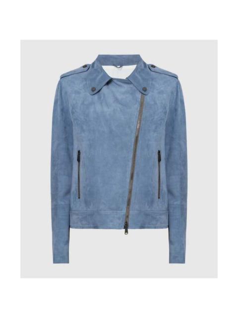Brunello Cucinelli Brunello Cucinelli Woblue Leather Biker Jacket