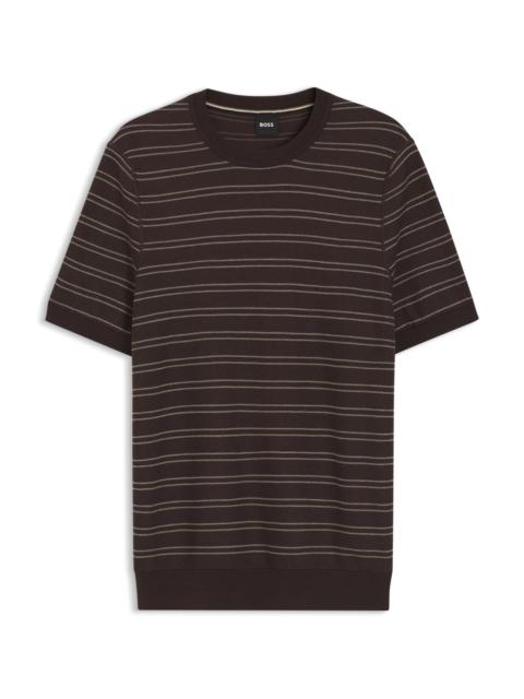 BOSS HORIZONTAL-STRIPE SWEATER IN A COTTON BLEND