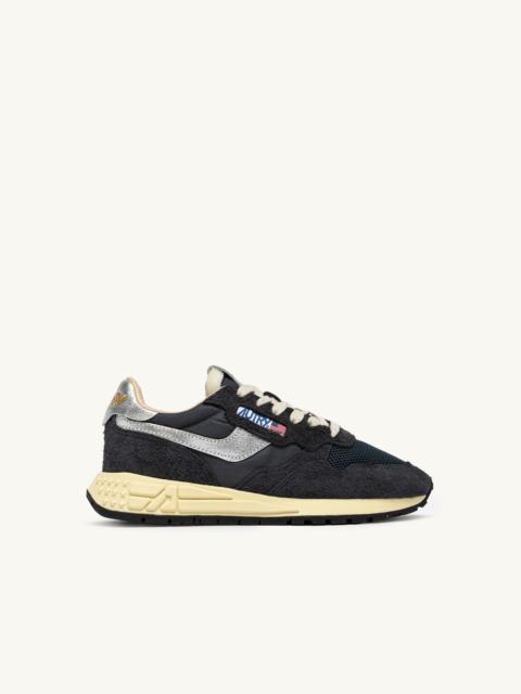 AUTRY REELWIND LOW SNEAKERS IN CARBON AND SILVER TONE NYLON SUEDE AND LEATHER