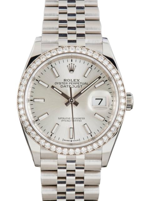 ROLEX Pre-Owned Rolex Datejust 36 Mint Green Dial Ref 126284 Diamond Bezel