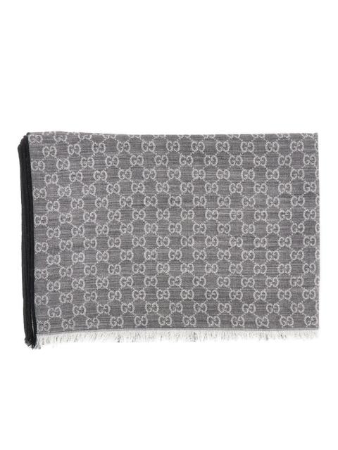 GUCCI Gucci Jacquard Silk Wool-blend Scarf Grey