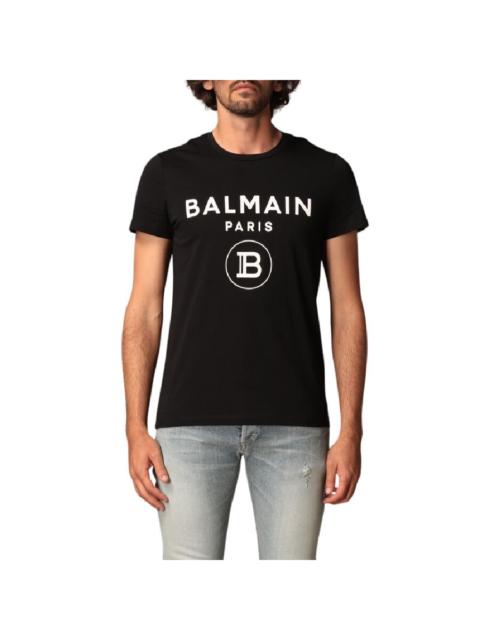 Balmain Balmain Flock Logo Embossed Cotton T Shirt