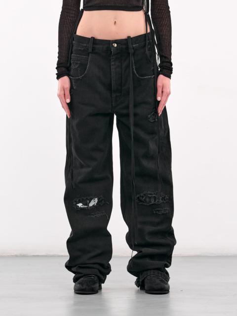 Ann Demeulemeester Distressed Graphic Patch Jeans