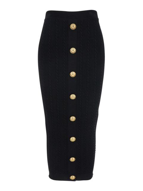 Balmain Balmain Women Black Skirt With Logo Buttons And Zip Closure In Viscose Blend Woman