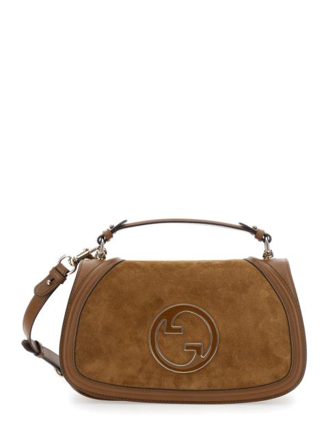 GUCCI Gucci Women 'Blondie' Brown Handbag With Gg Logo Plaque On The Front In Suede Woman
