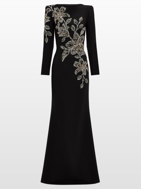 JENNY PACKHAM Jenny Packham Slipper Orchid Floral-Embellished Maxi Dress in Liquorice at Nordstrom