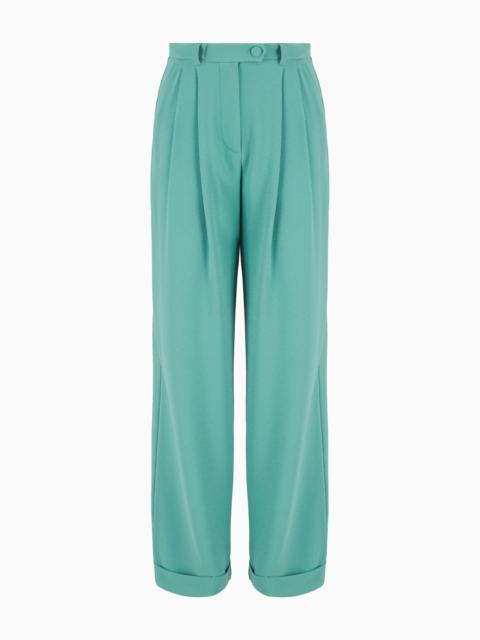 EMPORIO ARMANI Sablé stretch fabric trousers with pleats