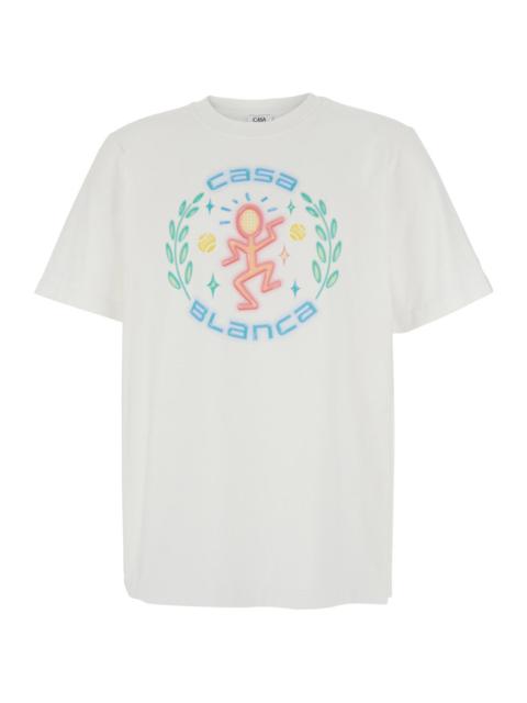 CASABLANCA Casablanca Men White Crewneck T-Shirt With Logo Print On The Front In Cotton Man