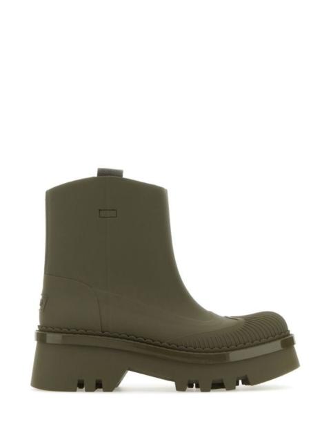 Chloe Woman Army Green Rubber Raina Ankle Boots