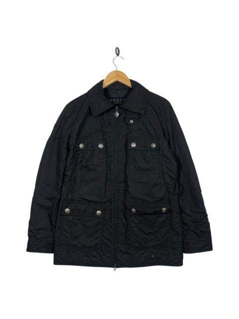 GUCCI Gucci Black Field Jacket Button Pocket Zip Coat