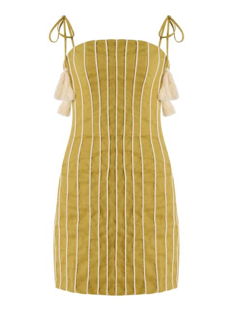 ANDRES OTALORA Exclusive Postales Linen Mini Dress green