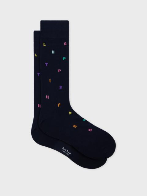 Paul Smith Navy Logo Letter 'Stamp' Socks