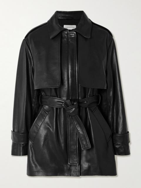 NOUR HAMMOUR Priya Belted Paneled Leather Jacket