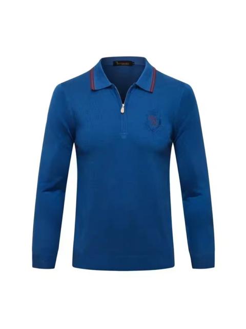 Other Designers Men's Blue Polo Thin Sweater