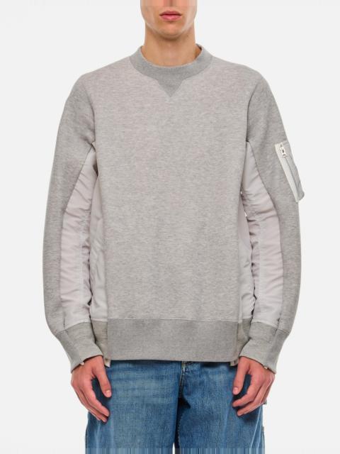 sacai SPONGE SWEAT X NYLON TWILL PULLOVER