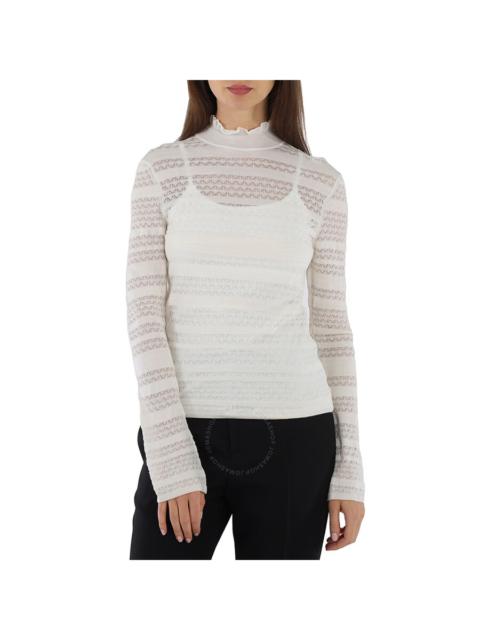 Chloe Ladies Wool-blend Lace Knit Turtleneck Top