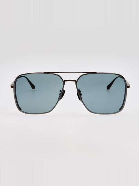 LINDA FARROW Asher Sunglasses in Matt Nickel