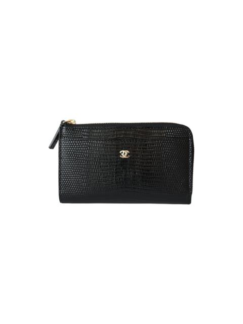 CHANEL Chanel Lizard Classic Zipped Coin Purse Black