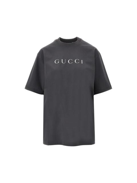 GUCCI Gucci Glittered Logo T-shirt Grey Women