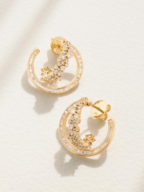 ANANYA Scatter Double 18-karat Gold Diamond Hoop Earrings