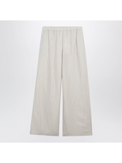 Max Mara Max Mara Wide-Leg Linen And Silk Twill Trousers In Beige Women