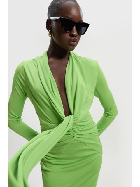 KAREN MILLEN Premium Stretch Crepe Jersey Plunge Neck  Maxi Dress