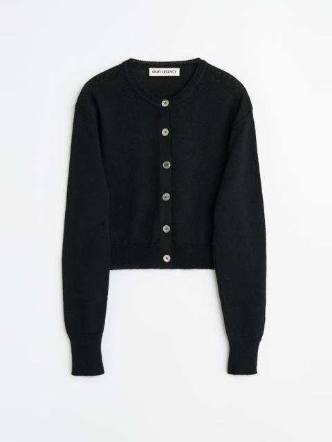 Our Legacy Micro Cardigan Black Coarse Linen Wool