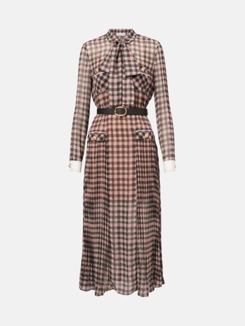 self-portrait Checked chiffon midi dress