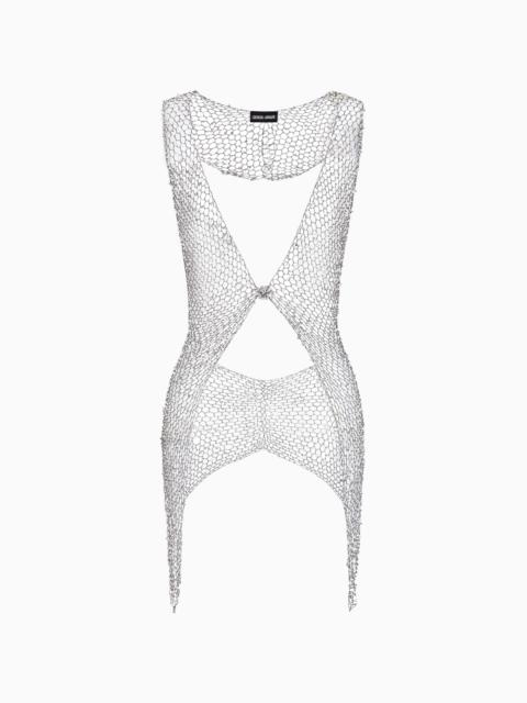 GIORGIO ARMANI MESH TOP WITH BEAD EMBROIDERY