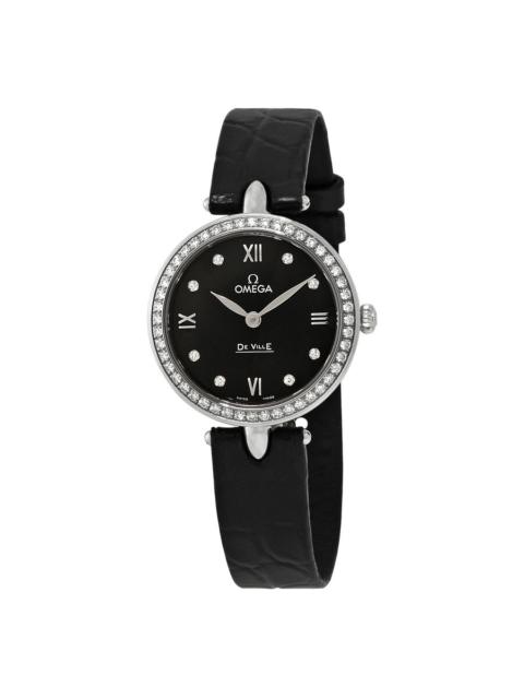 OMEGA Omega De Ville Prestige Black Dial Black Leather Quartz Ladies Watch 424.18.27.60.51.001