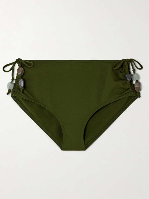 ERES Galilee ruched embellished bikini briefs