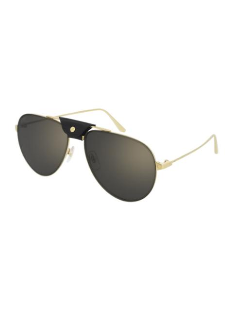 Cartier Santos de Cartier Grey Pilot Men's Sunglasses CT0166S 007 62