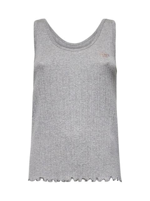 FENDI Fendi Women Grey Ribbed Jersey Embroidered Tank Top