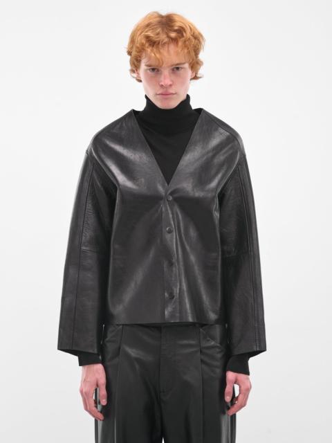 entire studios Black Minimalist Leather Boxy Jacket