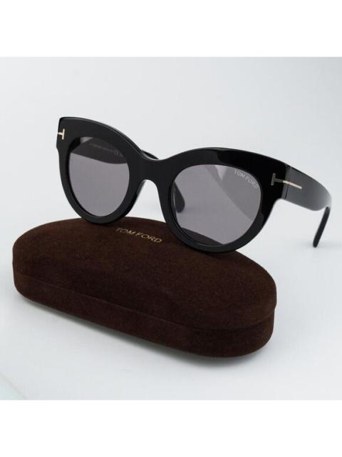 TOM FORD Tom Ford Women Sunglasses LUCILLA Shiny Black Smoke Mirror Cat Eye FT1063/S 01C