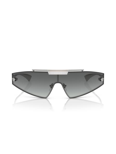 VERSACE Versace Medusa Horizon 144mm Shield Sunglasses in Silver at Nordstrom