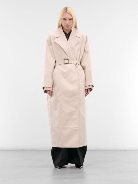 JACQUEMUS White Gabardine Trapezi Trench Coat