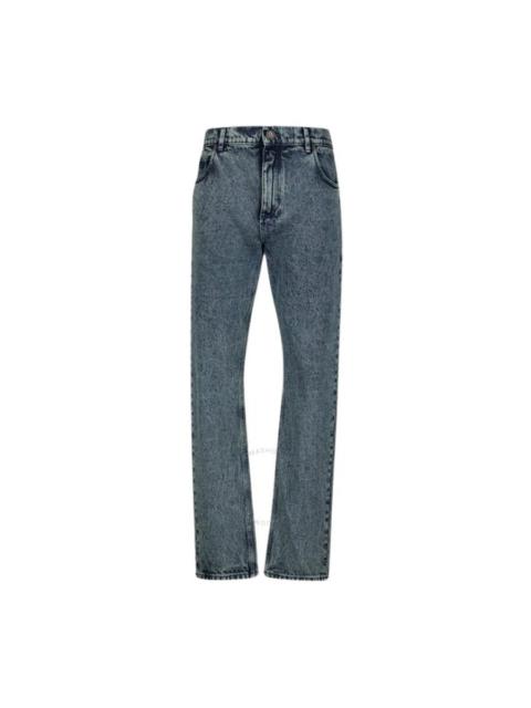 Balmain Logo-Applique Straight-Leg Jeans, Waist Size 31"