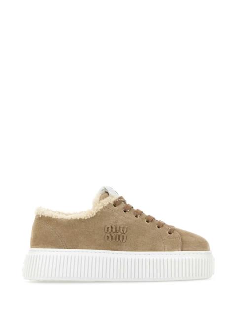 Miu Miu Miu Miu Women Beige Suede Sneakers