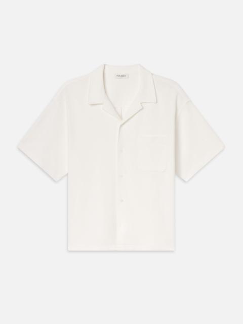FRAME Jacquard Short Sleeve Relaxed Shirt in White