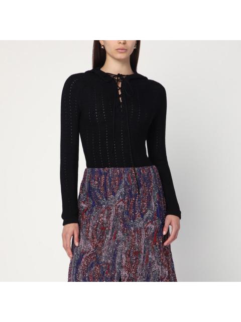 Etro ETRO Black hooded sweater in silk blend